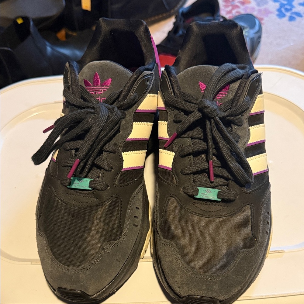 Adidas Black and Purple Athletic Shoes